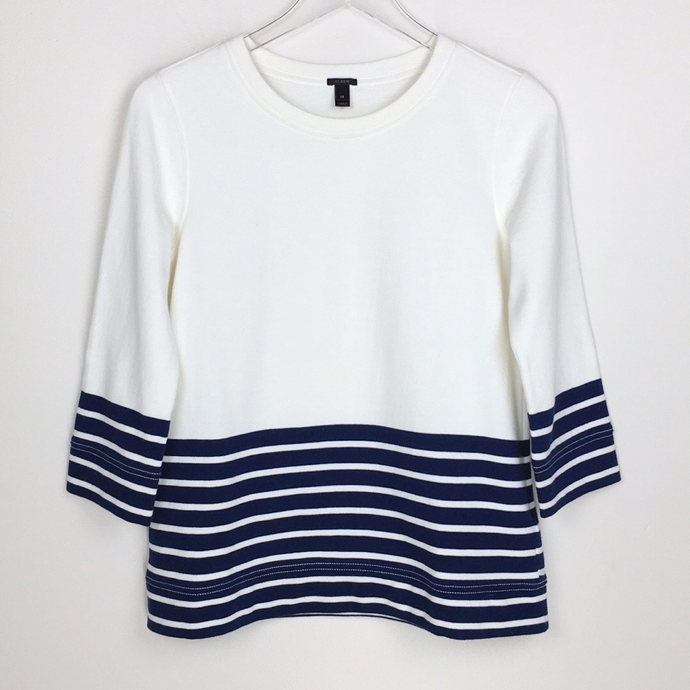 J. Crew Fleece Navy Nautical Colorblock Popover
